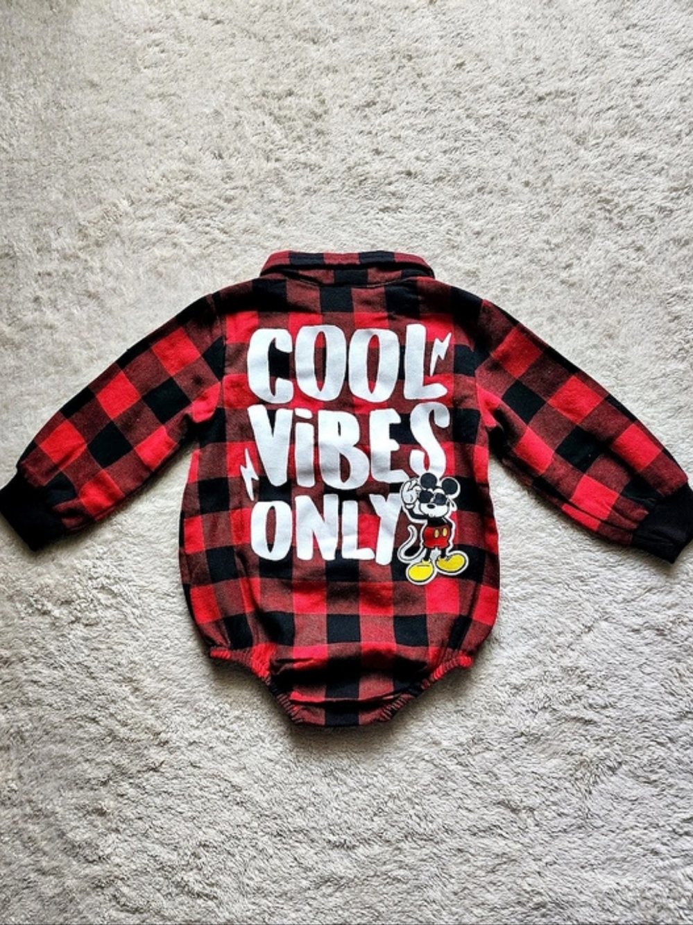 Disney Baby Plaid Mickey Bodysuit Size 12M New Without Tag